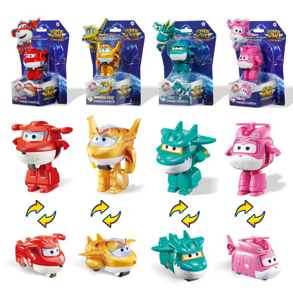 Super Wings 14-Pack Transforming Toys, 2 inch Airplane Collector Character Toy with Dinosaur Mini Collectible Action Figure with
