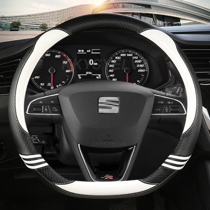 Carbon Fibre Car Steering Wheel Cover For Seat Leon 5F Mk3 2013-2022 Ibiza 6J 2022 Tarraco Arona Ateca Alhambra Auto Accessories