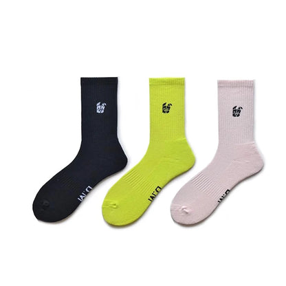 Breathable Cotton Mid-Calf Socks For Men Soft calcetines hombre Football Sport Socks Moisture-Wicking 3-Pack Crew Socks