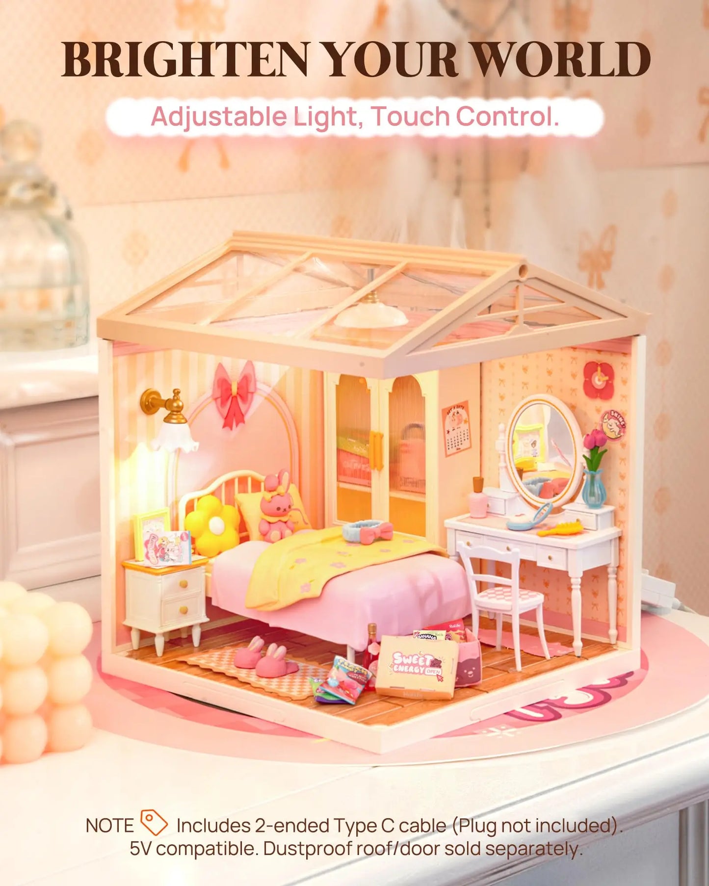 Robotime Rolife 3D Puzzle Model Super Store Series Lovely Pink Bedroom Plastic DIY Miniature House Kit Building Blocks Kits