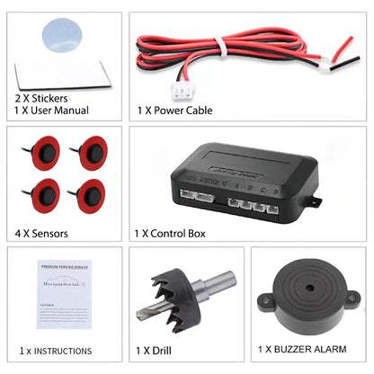 4x16.5mm Flat Parking Sensor Front Rear Universal Reverse Radar Buzzer Sound Alarm Easy Install Auto Safety Vehicle Accessories