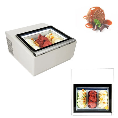 Stainless Steel Refrigerated Popsicle Showcase Refrigeration Equipment Freezer Table Ice Cream Display Cabinet