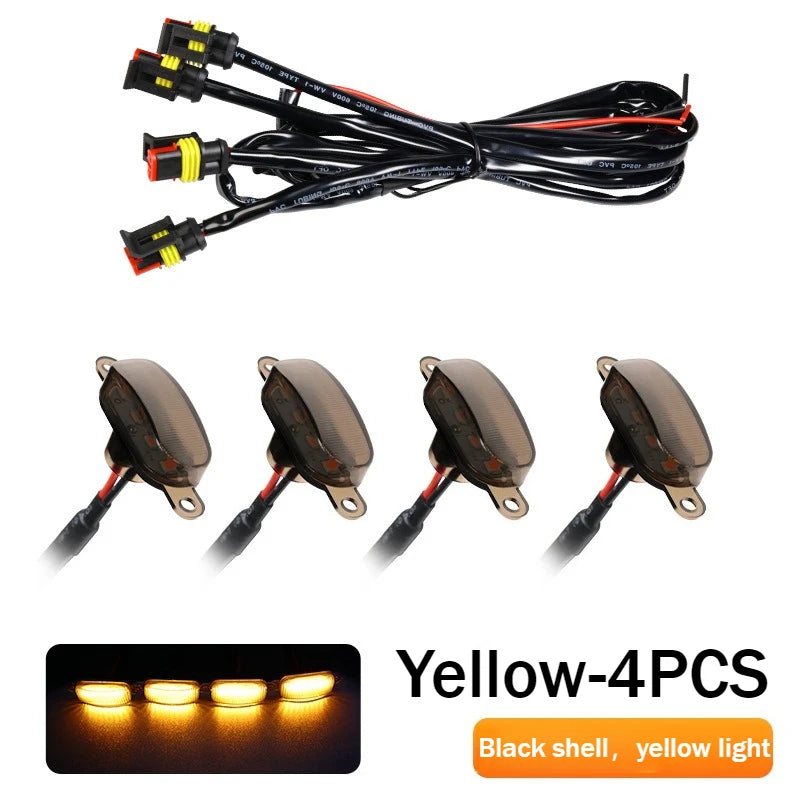 Car grille small yellow lights, eagle eye lights, front LED grille lights with wiring harness, suitable for pickups and SUVs