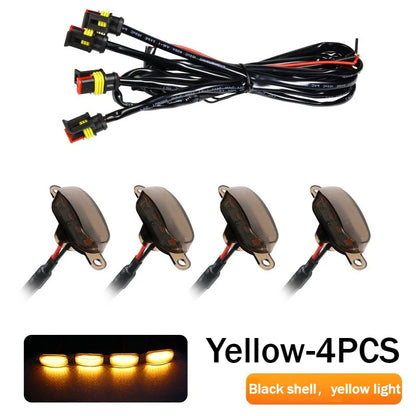Car grille small yellow lights, eagle eye lights, front LED grille lights with wiring harness, suitable for pickups and SUVs