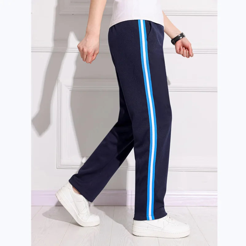 Black Unisex New Track Pants Casual Sweatpants mens Striped Bastic Trousers Straight Pants Joggers Simple Work Pants