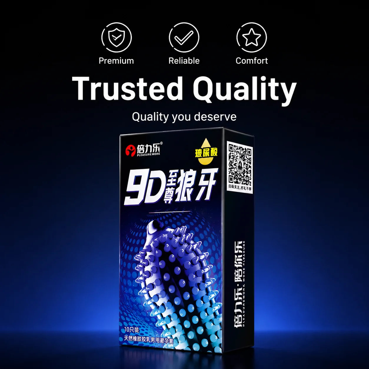 9D Studded Condoms Wolf Tooth Design Hyaluronic Acid Lubricated Natural Latex 10pcs-50pcs Men Extra Sensitive Beilile