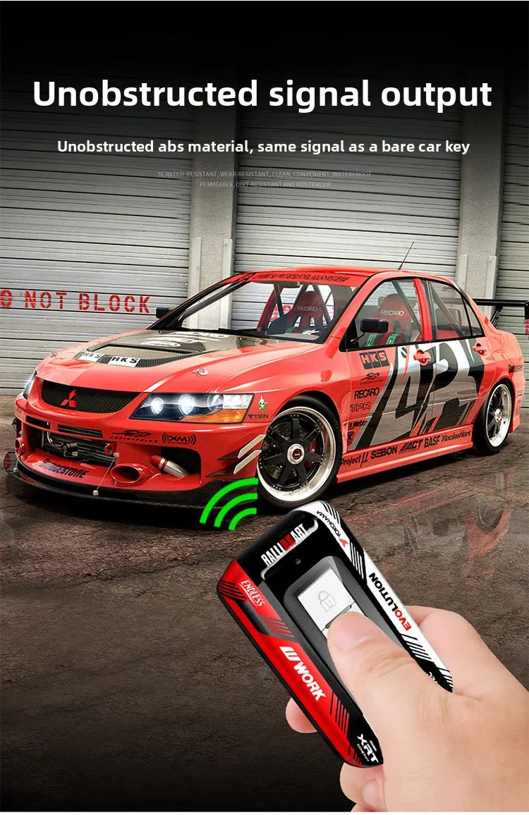 Car ABS Racing Style Key Shell Key Bag Cover Key Rings For Mitsubishi Outlander Eclipse Cross Pajero Lancer Evolution RALLIART