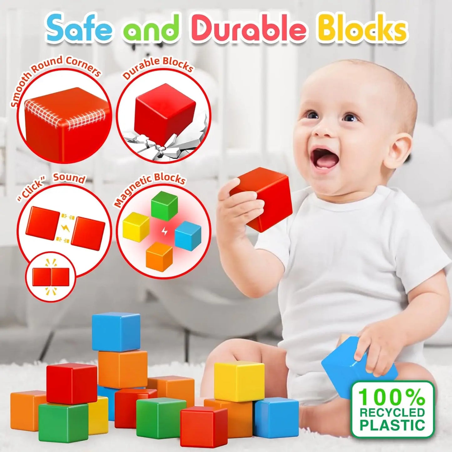30PCS Magnetic Blocks, Gifts for 3 4 5 6 Year Old, Magnet Building Blocks for Toddlers Girls & Boys, Sensory - Montessori