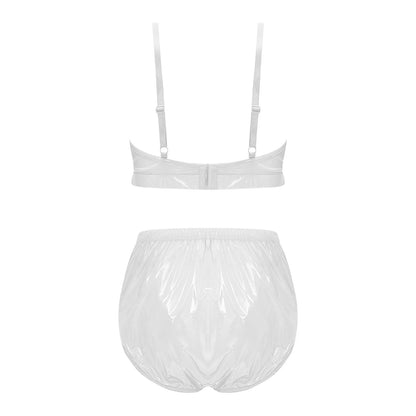 Women Waterproof Swimsuit Bikini Lingerie Set Swimwear Nightwear Clubwear Bra Top with Shorts for Beach Pool Party Sunbathing