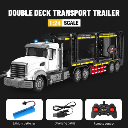 RC Car Big 1/12 1/24 9ch 6ch Remote Control Oil Tank Truck Electronic Simulation Trailer LED RC Container Truck Rechargeable