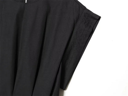 Women's Dress 2026 New Spring Summer Black Pleated Poplin Midi Dress for Women Fashion Stylish Female Dress