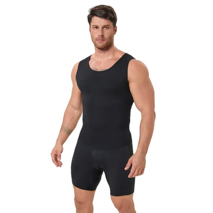 Men's Shapewear Bodysuit Tummy Control Slimming Shirt, Breathable Comfort with Back Opening for Easy Wear, Workout Body Shaper