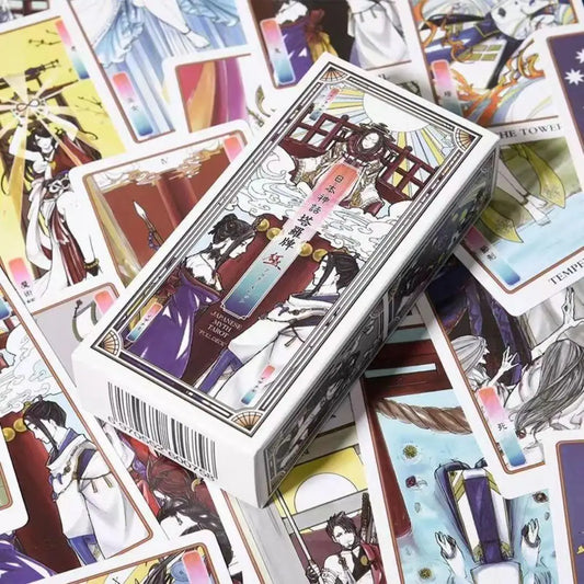 Japanese Myth Tarot Deck Cards Read Future Tarot Deck Card Game 78 Pcs Cards with Velvet Tarot Bag for Beginners 12.5*6cm