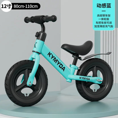 KYMIDA Balance Bike No Pedal Gliding Bike Adjustable Height High Carbon Steel Frame Integrated Hub Solid Tires Outdoor Sport