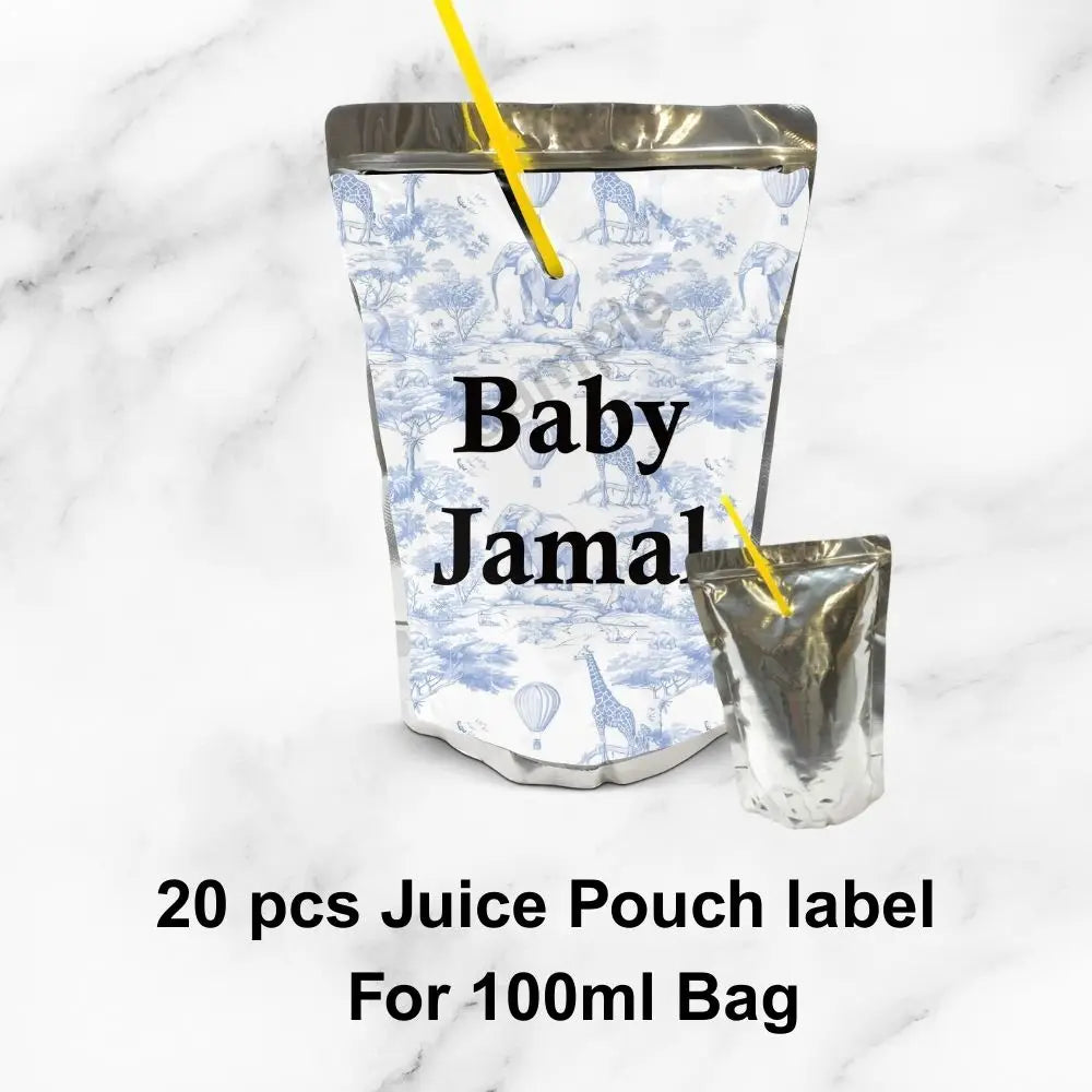 Personalized Blue Safari Baby Shower Party Favors Toile De Jouy Jungle Animal Sticker Party Decoration For Birthday Bachelorette