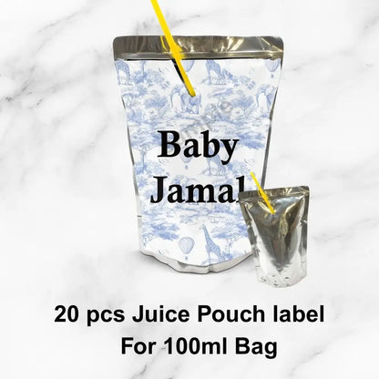 Personalized Blue Safari Baby Shower Party Favors Toile De Jouy Jungle Animal Sticker Party Decoration For Birthday Bachelorette