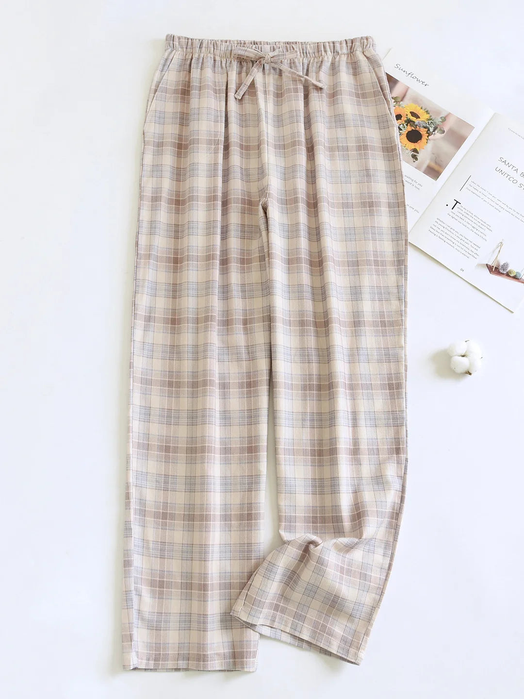 Men's Loose Fit Cotton Flannel Spwear Long Pants Home Leisure Comfortable Warm Outerwear Autumn Winter Spring Cotton Velve...