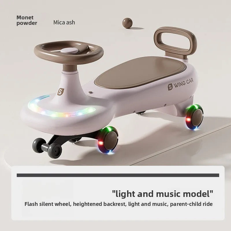 Kids Twist Car Anti Tip 360 Swivel Silent Glow Wheels Rideable Adult Seating Boys Girls Baby Child Twisting Car Anti Rollover