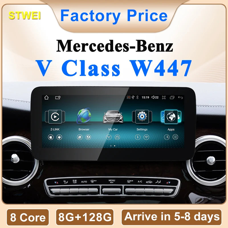 STWEINew Car Multimedia Wireless Android AUTO CarPlay 10.25 12.3inch Screen For Mercedes Benz V Class W447 V250 V260 V350 Screen