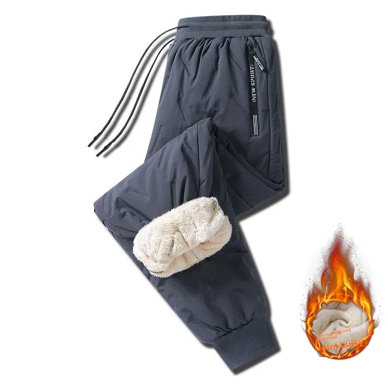 Men's Winter Thiened Fce Lined Casual Long Pants Windproof down Trousers Warm Cotton Pants Faionable Urban Sle