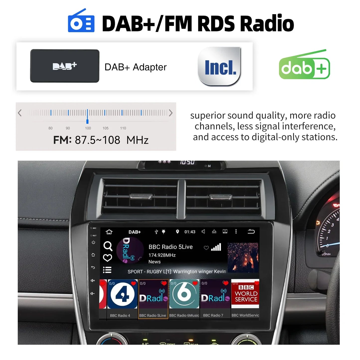 10.1" Android15 JBL For Toyota Camry 7 XV 50 55 2012 2013 2014-2015 2016 2017 Multimedia Carplay Car Player GPS Navigation Radio