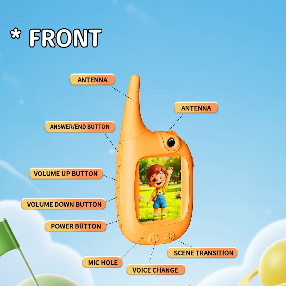 Video Walkie Talkies for Kids 2 Pack Video Chat Voice Switching Changer Walkies Talkies Indoor and outdoor Gifts for Boys Girls