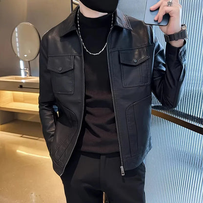 TUCANO Men's Genuine Leather Jacket 2026 Autumn Winter Warm Sheepskin Slim Fit Biker Style Stand Collar Coat Outerwear