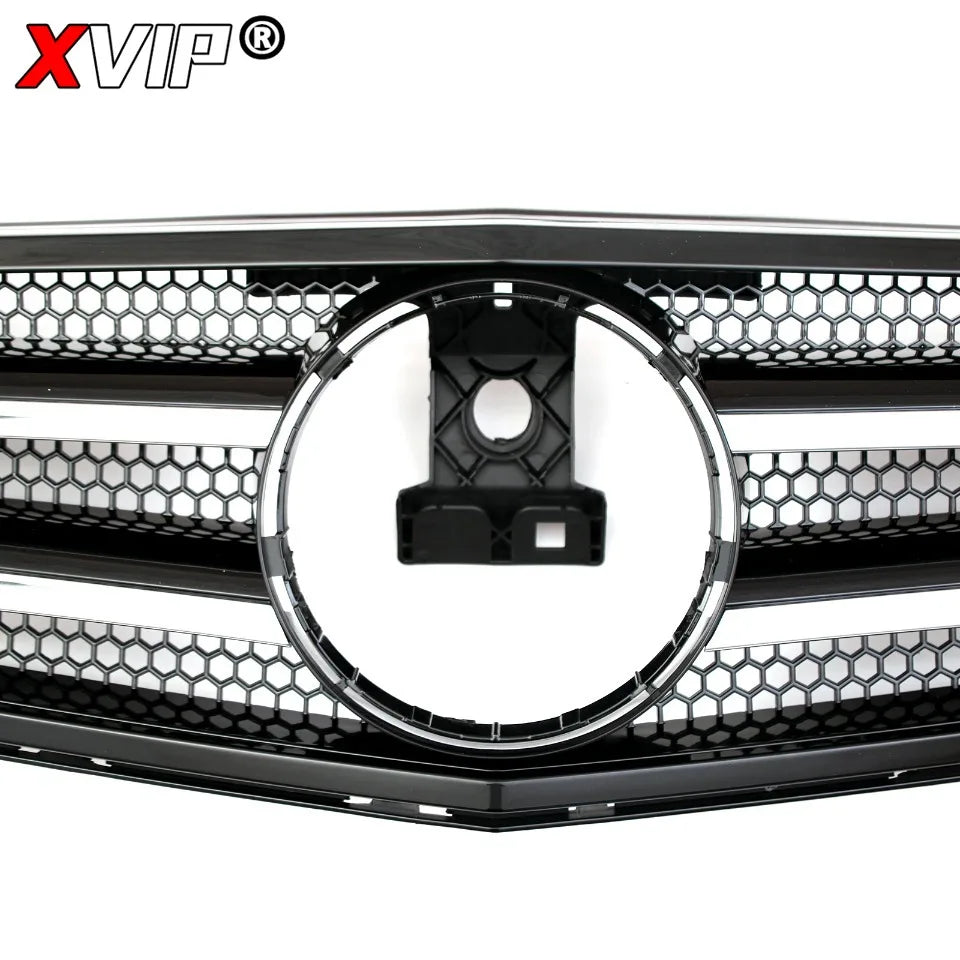 XVIP Glossy Black A - Style Racing Grille Chrome Bumper Grill For Mercedes Benz C-Class W204 08-14 C200 C230 C250 C280 C300 C350