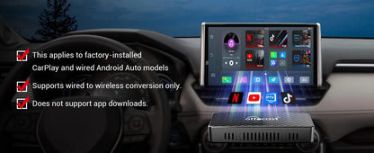 OTTOCAST Play2Video Pro Ai Box Wireless CarPlay Android Auto Adapter Built in  Netflix YouTube IPTV Video Box for 98% of Cars