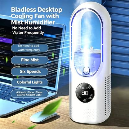 Desktop Cooling Fan Humidifier 2 In 1 Silent Circulation Air Cooler With RGB Light Touch LED Display For Office Bedroom Dorm