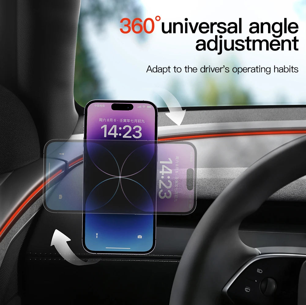 YZ For Tesla Model 3 Y YL Highland Juniper 360° Rotation Car Phone Holder ABS Strong Magnetic Mount Phone Stand 2026 Accessories