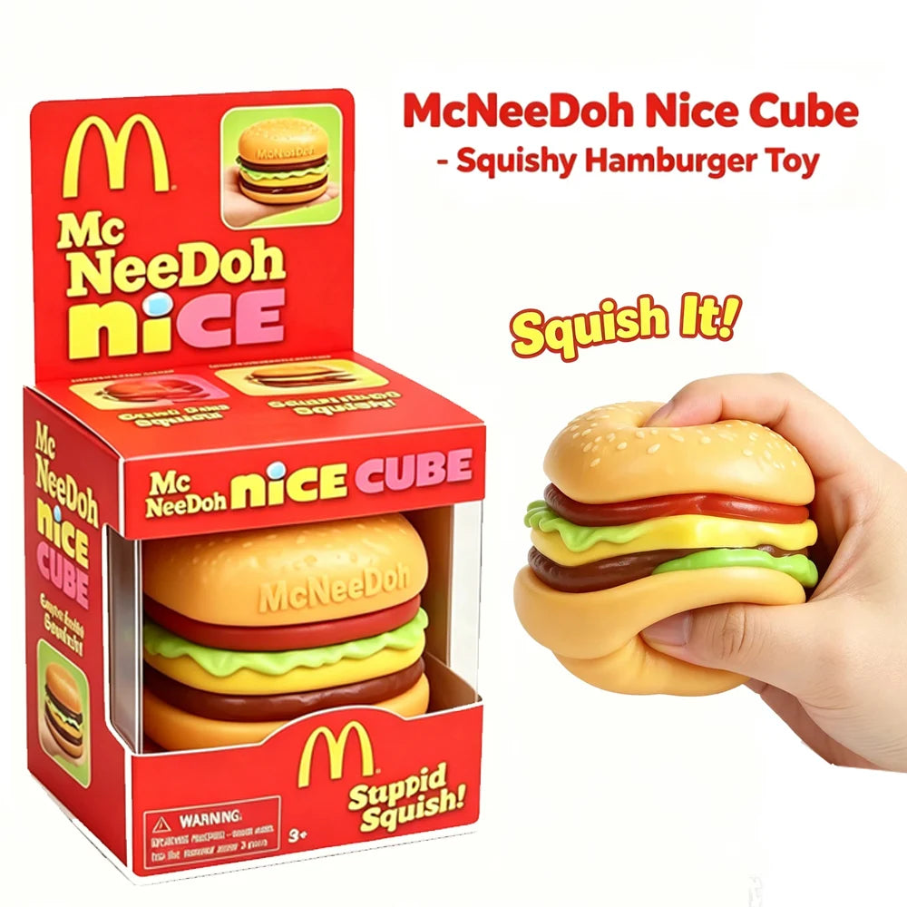 Schylling NeeDoh MC Burger Layerable Super Soft Decompression Squeeze Toy, Anxiety Relief Fidget Gift for Adults
