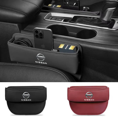Car Organizer Box Leather Crevice Gap Storage Bag For Nissan 350z 370z altima Armada Frontier Kicks Leaf nismo pulsar Qashqai