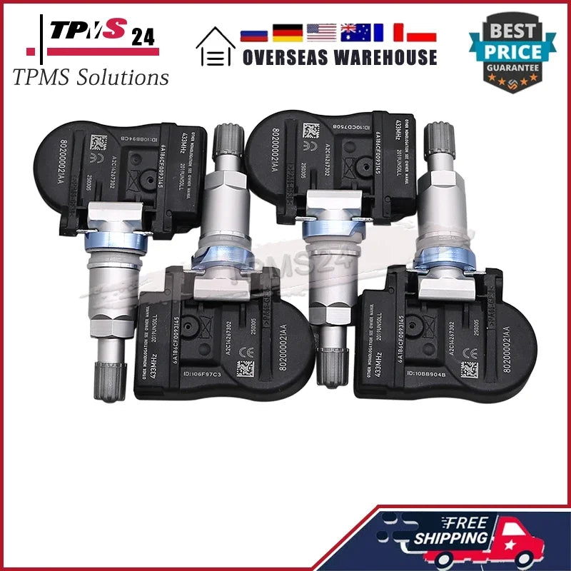 4PCS 433MHZ TPMS Tire Pressure Sensor 802000021AA For Chery Arrizo 5 GT Plus 5e 7 7e 8 EX GX e Fulwin A8 E3 Tiggo 3 3X 3xe 5 5e
