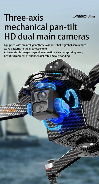 AE60 Ultra Drone 4K Camera Drone with 3-Axis Gimbal 5G GPS 360 ° Obstacle Avoidance Foldable Quadcopter 20KM Security Drone UVA