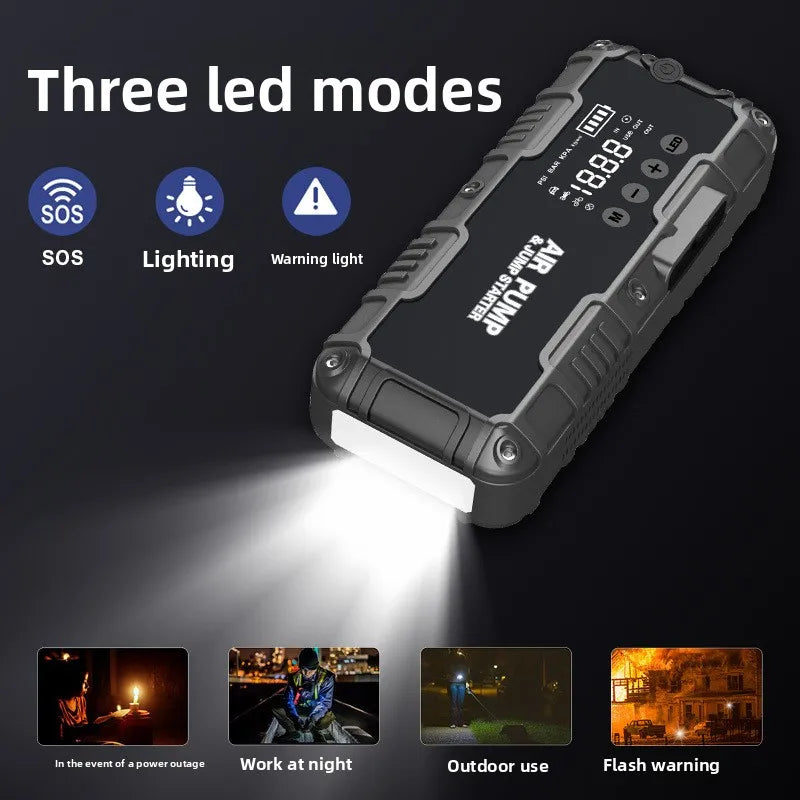 SUKIN 4IN1 Multifunction Car Jump Starter Power Bank With Tire Inflator Flashlight Charger Functions 12V Booster Starting Device