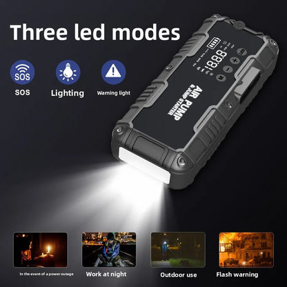 SUKIN 4IN1 Multifunction Car Jump Starter Power Bank With Tire Inflator Flashlight Charger Functions 12V Booster Starting Device