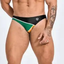 AMORESY Color block men glossy underpants Silk thin men Brief oily Yoga running Leisure shinny briefs