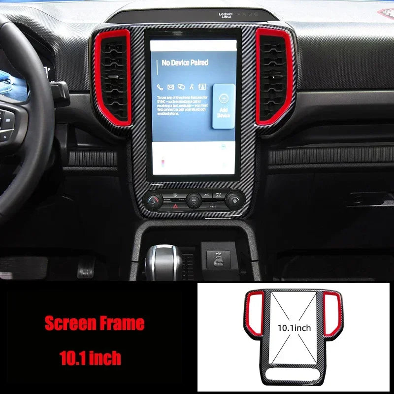 For Ford Ranger P703 T9 XL XLT Wildtrak Raptor 2023-2025 Carbon Fiber Texture Gear Shift Panel Cover Interior Trim Full Set
