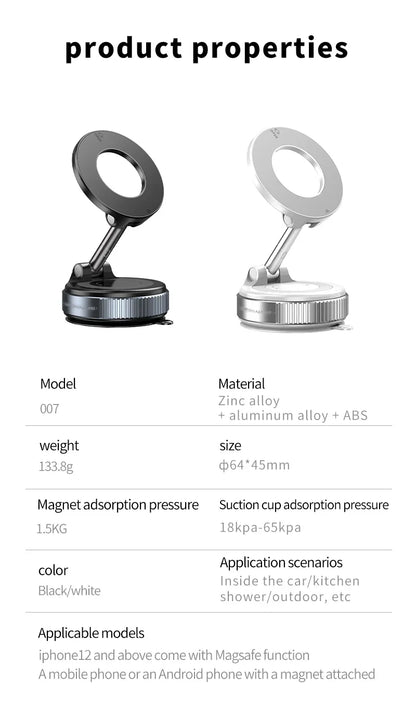 Magnetic Vacuum Phone Bracket 360° Adjustable Holder Strong Suction Cup Navigation Design Stand Holder For Car Universal 2026