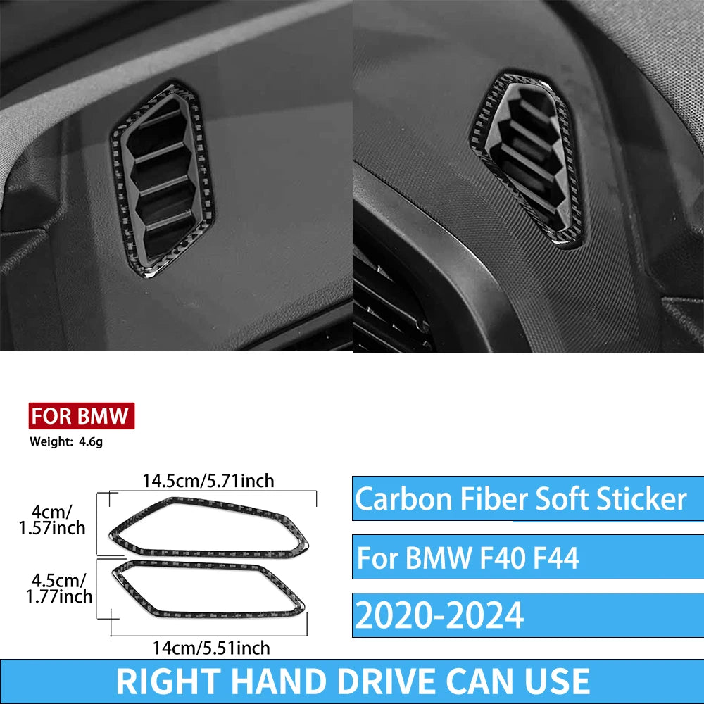 Real Carbon Fiber Car Accessories Black Trim Cover Soft Sticker For BMW 1/2 Series F40 F44 2020 2021 2022 2023 2024