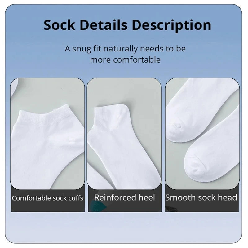 20/10/5 Pairs  Women/Men Boat Socks Black White Grey Cotton Summer No-show Ankle Socks Solid Color Casual Breathable