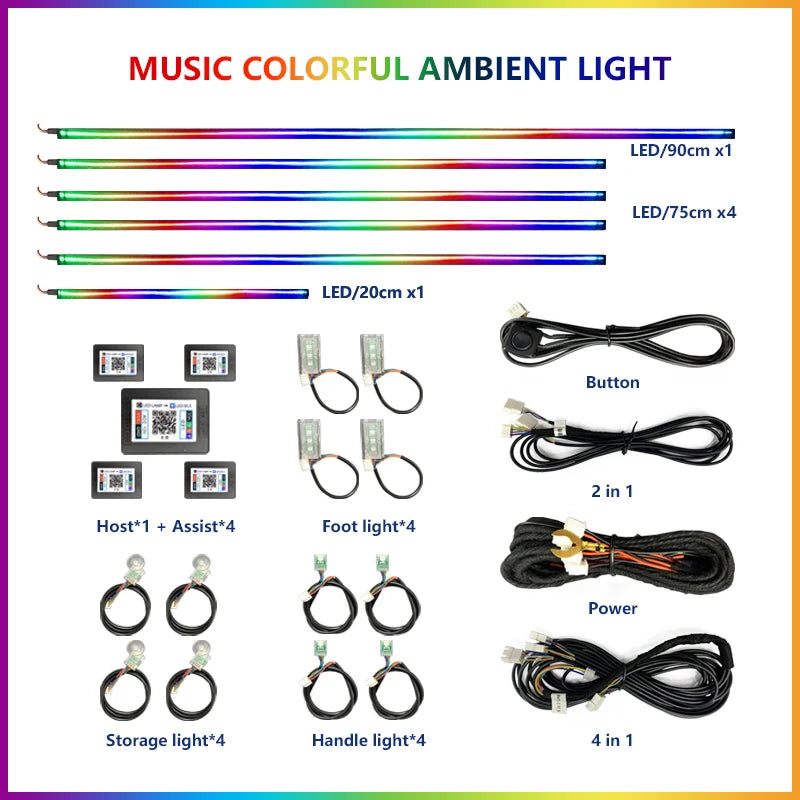 For Tesla Model 3 Model y Car Ambient Lights RGB 64Colors LED Interior Hidden Acrylic Strip Symphony Atmosphere Lamp Accessories