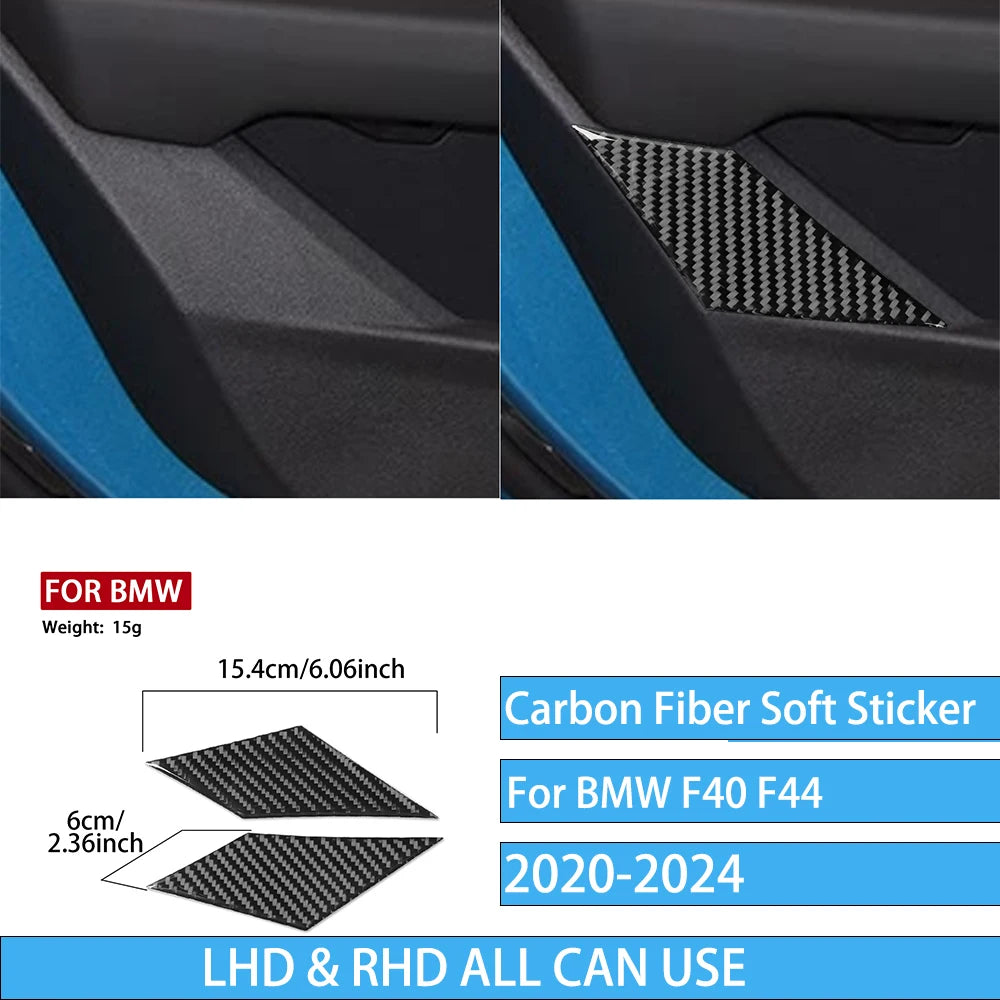 Real Carbon Fiber Car Accessories Black Trim Cover Soft Sticker For BMW 1/2 Series F40 F44 2020 2021 2022 2023 2024