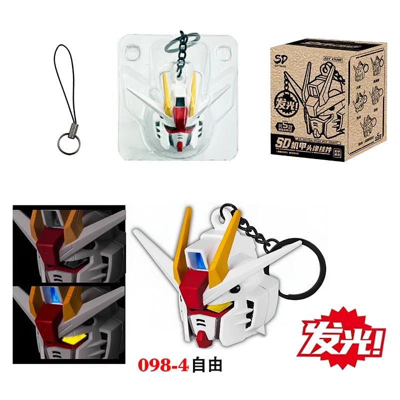 SD Rx-78-2 Luminous Head Keychain Desktop Ornament Backpack Charm Pvc Model Collectible Anime Figure Trendy Toy Gift