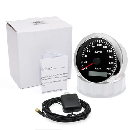 7 Color LED  30/60/80/120/200KMH 85MM GPS Speedometer Gauge with GPS Antenna For Motorcycle Boat Car Truck Speed Gauge 9-32V