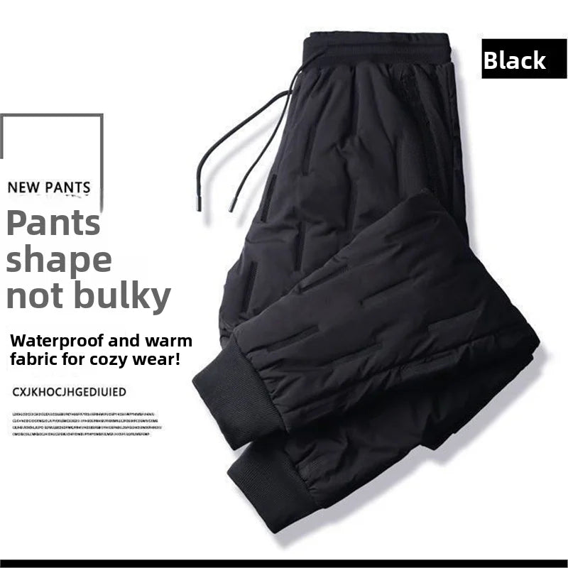 Men's down Pants Winter Outdoor Wear Thickened Extra Large Size High Waist Warm Cold Proof Windproof Cotton Pants