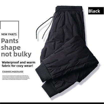 Men's down Pants Winter Outdoor Wear Thickened Extra Large Size High Waist Warm Cold Proof Windproof Cotton Pants