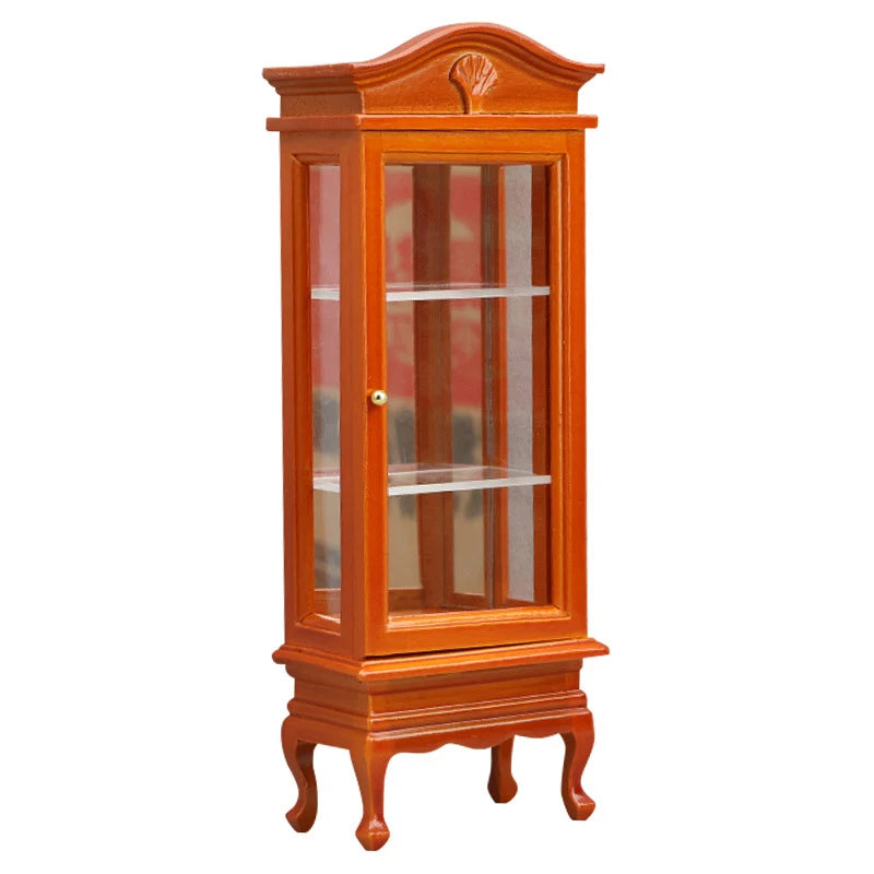 1Pc 1:12 Dollhouse Simulation Wooden Cabinet Display Cupboard Model Dollhouse Miniature Bookcase Furniture Decor Dolls House Toy