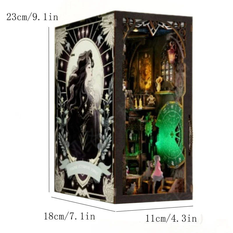 Wooden Book Nook Kits Miniature Wooden Doll Houses 3D Puzzles Assembly Building Toys Bookshelf Insert Decoration Toys For Gift